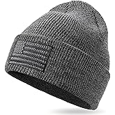 OUTDOOR SHAPING American Flag Embroidered Knit Cuffed Beanie for Men Women Tactical Winter Warm Hat