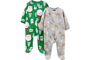 Simple Joys by Carter's unisex-baby In 2pk Fleece Snp Santa Trees