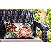 Liora Manne Marina Indoor/Outdoor Power Loomed Easy Care Pillows, 12" x 18", Secret Garden Cream