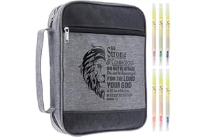 Faithful Hers Bible Cover for Mens Bible Case with 6 highlighters Lightweight Nylon Carrying Bag Multifunction Church Study Book Carrier with Handle Christian Gifts