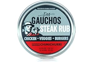 Dos Gauchos Argentinian Steak Rub-Authentic Chimichurri Dry Spice Blend-Grilling, Smoking, Roasting - All Natural, Gluten Free, Keto, Sugar Free, Low Sodium, No MSG - Madison Park Foods, 2.75 oz Tin