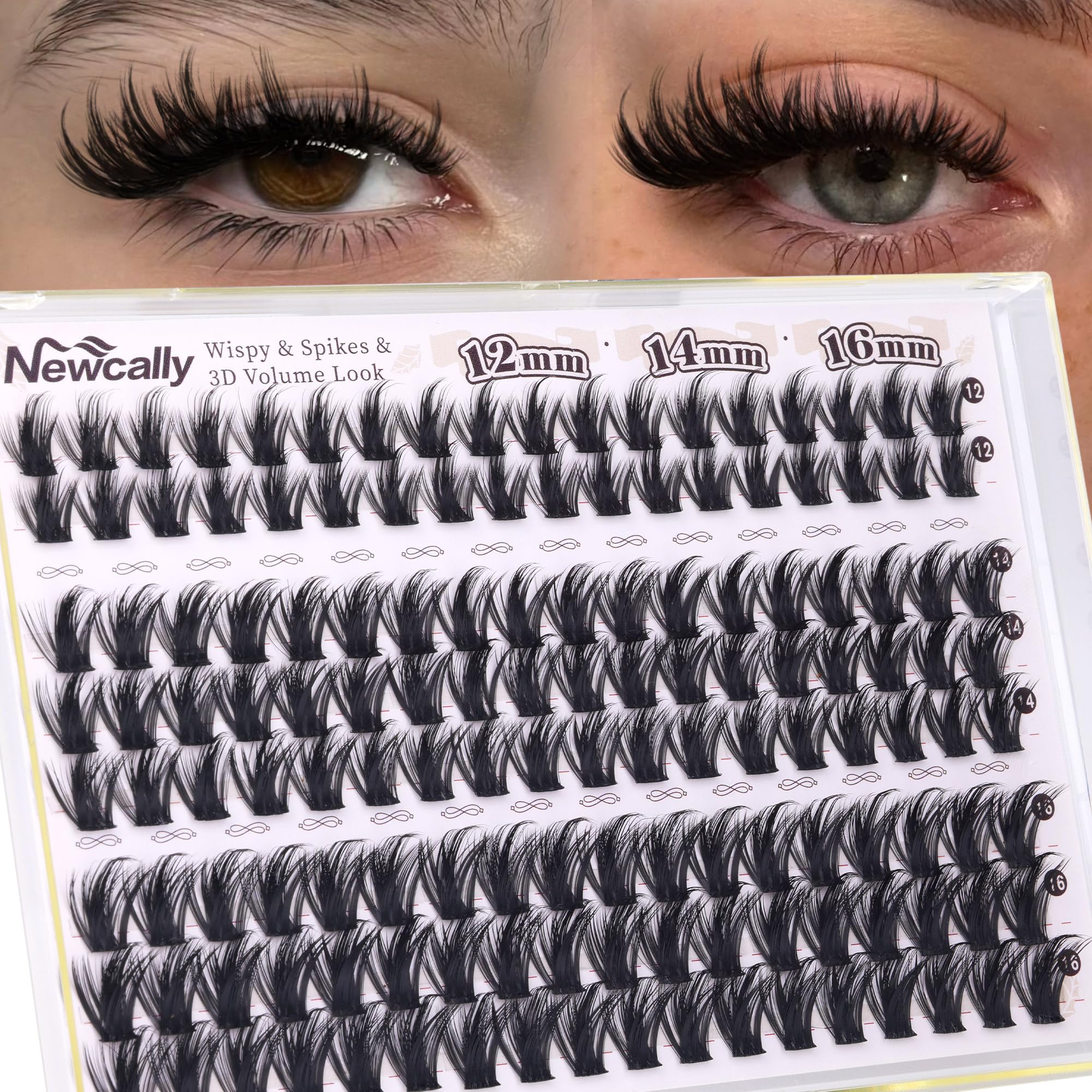 Photo 1 of 12-14-16MM Wispy Lash Clusters Volume Eyelash Clusters Spikes Fluffy Cluster Eyelash Extensions CD-curly Lash Extension Manga Lashes Clusters by Newcally