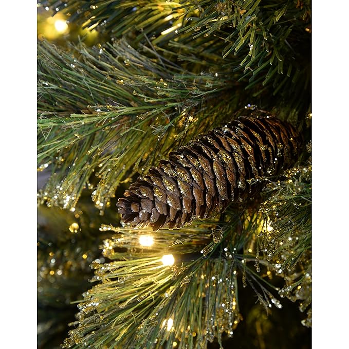 Werchristmas 6 Ft Shimmering Champagne Pre Lit Multi Function Christmas Tree With 300 Warm White Led Lights 8 Setting Controller Easy Build Hinged Branches Home Accessories Seasonal Decor