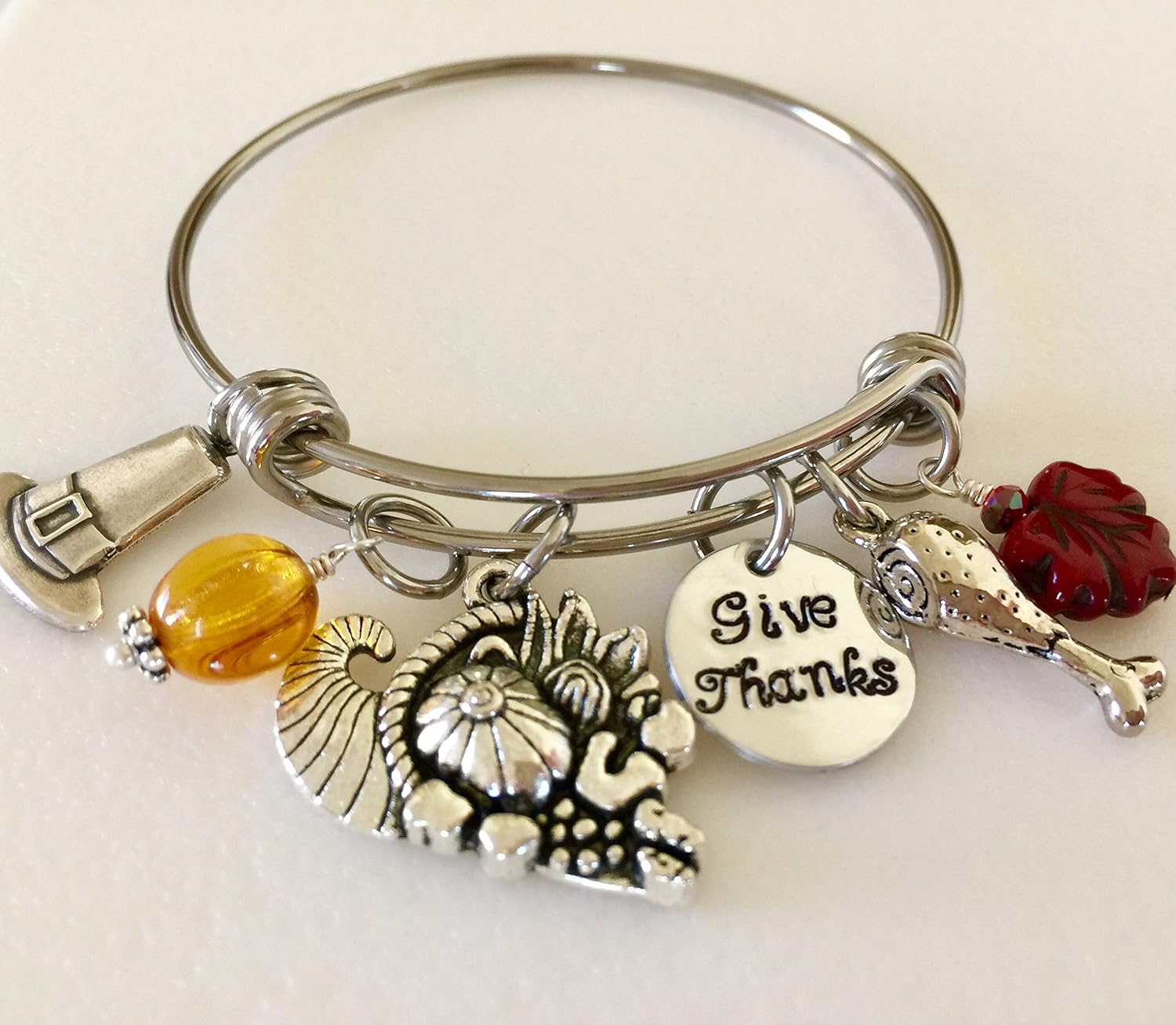 Thanksgiving Bangle, Thanksgiving Charm Bracelet, Pilgrim