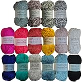 Yarnique Lace Weight Wool Yarn &ndash; 16 Mini Skeins (25g Each) Multicolor Set (400g / 14.1 oz &bull; 3,520 Yards Total), Wool-Rich Blend for Knitting, Crochet &amp; Colorwork (Vintage)