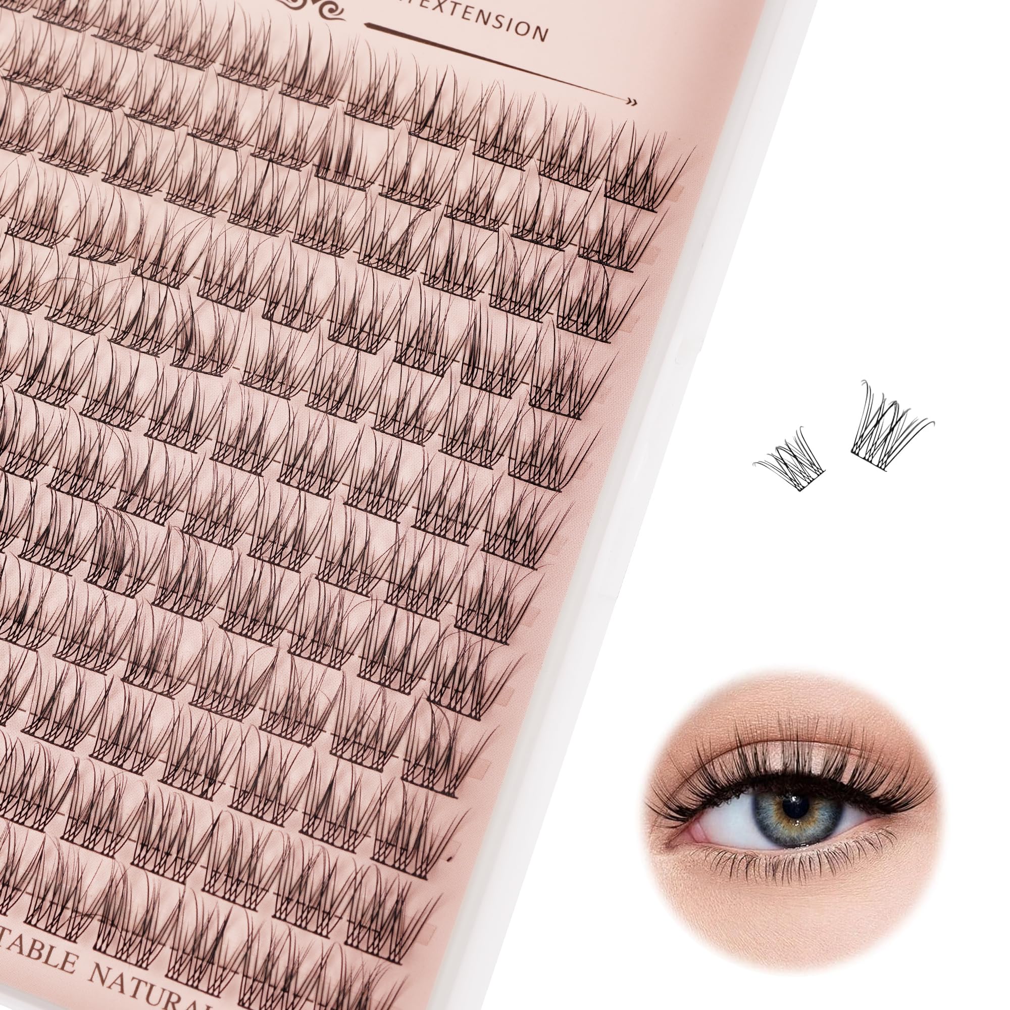 YOONOYA Wispy Cluster Lashes 144 Pcs 12 mm Natural Individual Eyelashes C Curl DIY Cluster Eyelash Extensions Thin Eyelashes Customize Your Look at Home for Beginners (QF-12mm) — image 1