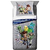 Jay Franco Disney Pixar Story 4 All The Twin/Full Comforter & Sham Set - Super Soft Kids Reversible Bedding Features Woody & Buzz Lightyear - Fade Resistant Microfiber(Official Disney Pixar Product)