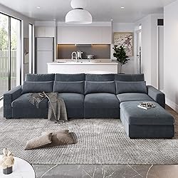 P PURLOVE Modern Dark Gray Polyester Sectional