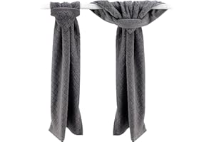 MICHAEL GRACE GIFTS Grey Hand Towels with Hanging Loops - Set of 2 Gray Kitchen Towels, Hanging Kitchen Towels with Hanging Loop, Grey Dish Towels with Loops for Hanging, Oven Towel Loop Without Buttons or Snaps (Long)