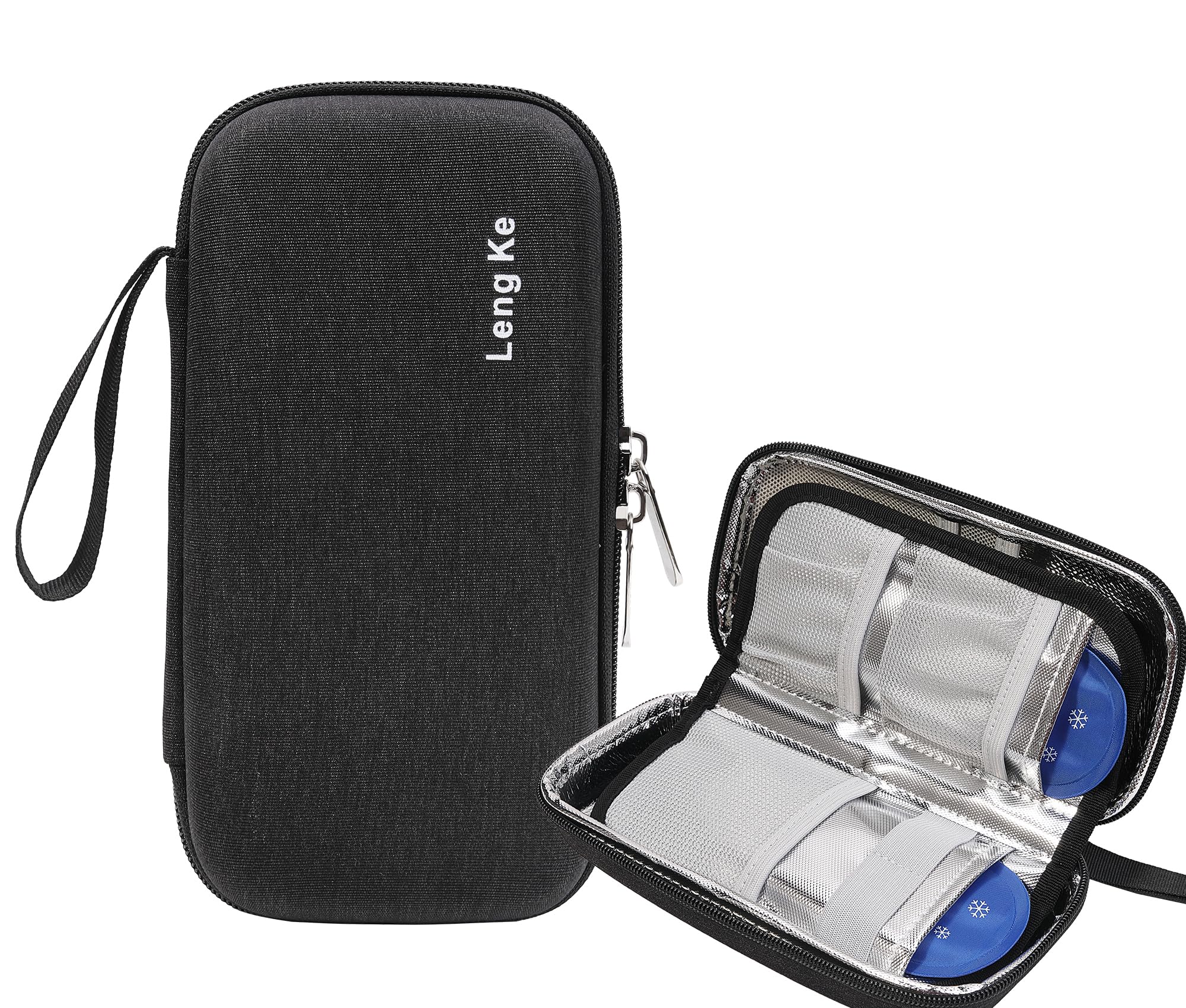 AYVANBER Hard Shell Insulin Cooler Travel Case for Diabetic Organize Medication Insulated Cooling Bag with 2 Reusable Gel Ice Pack for Insulin Pen While Traveling and Other Supplies (Black)