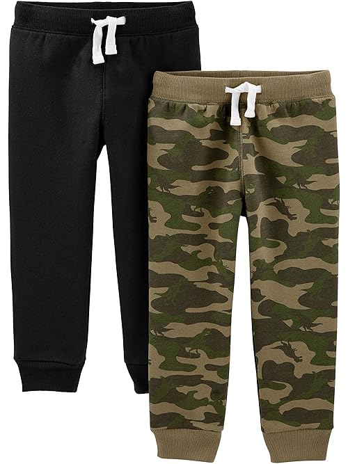 Simple Joys by Carter's Boys' 2-Pack Pull on Fleece Pants, Black/Green Camo, 18 Months