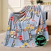 Joiedomi Glow in The Dark Blanket Construction Gifts for Boys Age 2 3 4 5 6 7 8 9 10 11 12 Year Old Boy Gifts, Soft Cozy Flannel Kids Throw Blanket, Birthday Bedroom Decor 50"×60"