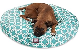 Teal Links Large Round Indoor Outdoor Pet Dog Bed With Removable Washable Cover By Majestic Pet Products
