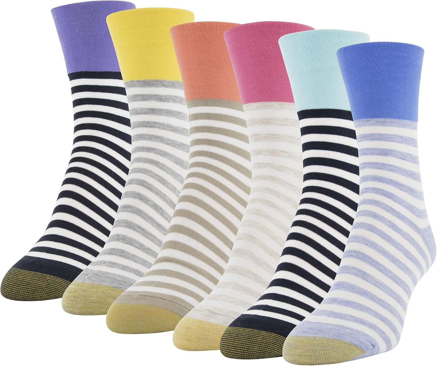 Gold Toe Women's Ultra Soft Midi Socks, 6 Pairs, French blue assorted
