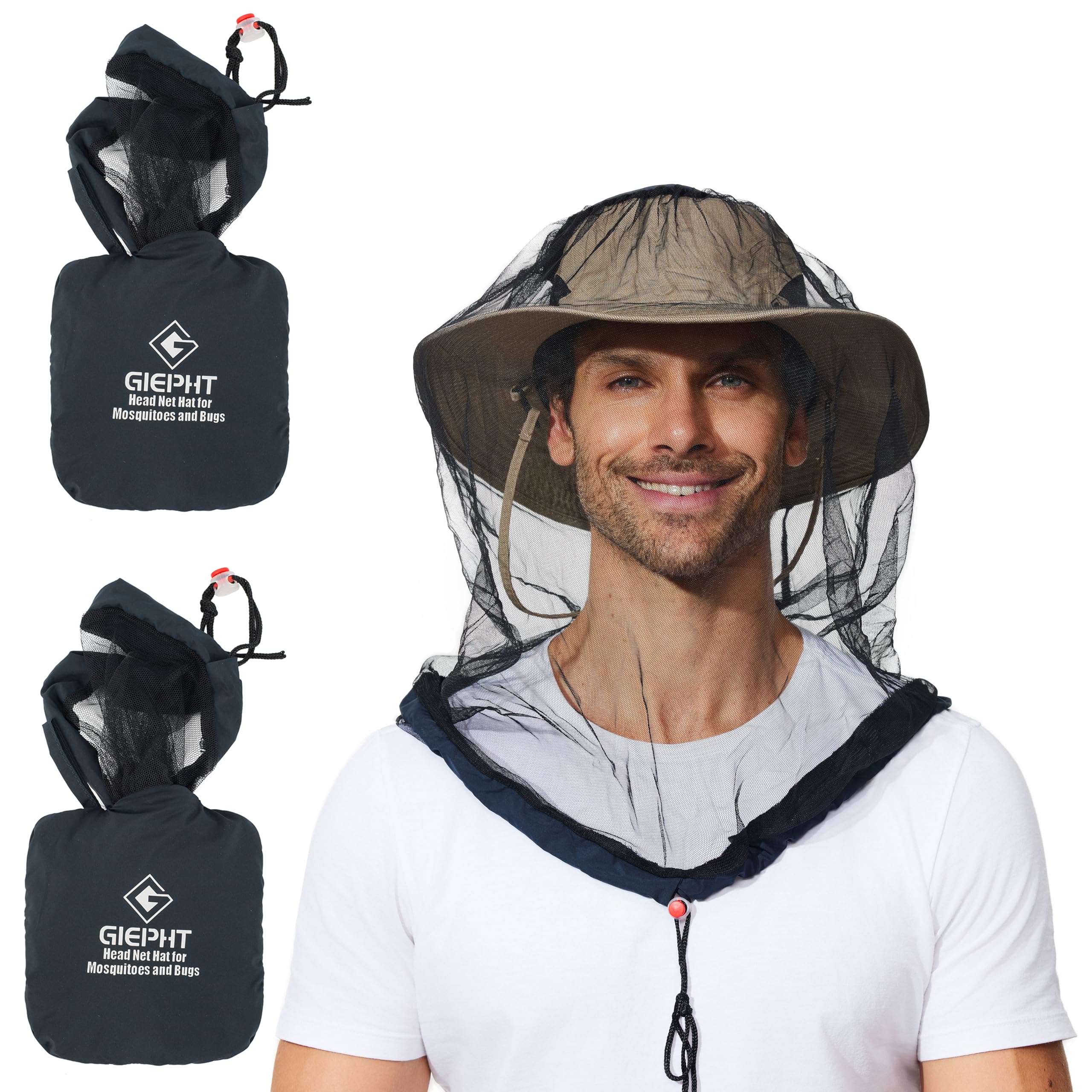 Photo 1 of G GIEPHT 2 Pack Mosquito Head Net Mesh for Hiking & Outdoors,Bug Netting over Hat Adults Fishing,Insect Shield Protection Face Cover Mask Hood against Fly Midge Gnat