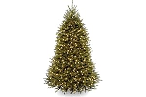 National Tree Company 6 ft Pre-Lit Dunhill Fir Artificial Christmas Tree, 600 Clear Lights, 1,430 Tips, Includes Stand, Green