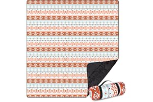 Airensky Extra Large Picnic Blanket(79 "x 82"), 3-Layer Thickening Waterproof Camping Blanket, Sandproof Picnic Blanket for Beach, Machine Washable, Wear-Resistant, Soft and Comfortable(Boho Red)
