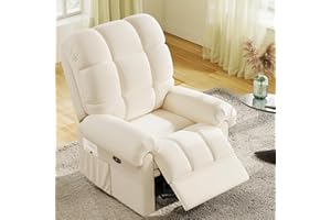 Welzona 2024 New Power Recliner Chair for Adults, Adjustable Electric Chair Power Reclining Sofa, USB Port, Ultra-Comfy Teddy Fleece Recliner for Living Room, Tool-Free Setup Single Sofa, Beige White