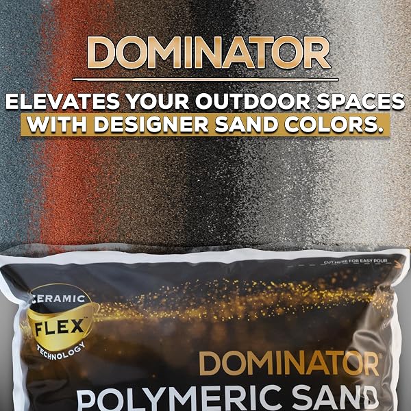 10 POUND CAMEL BROWN DOMINATOR POLYMERIC SAND WITH REVOLUTIONARY CERAMIC FLEX TECHNOLOGY FOR STABILIZING PAVER JOINTS/GAPS, 1/8” UP TO 4”, PROFESSIONAL GRADE RESULTS