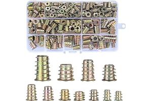 QIWUHAI 230 Pcs Threaded Inserts Nuts Assortment Tool Kit - 11 Sizes Metric M4/M5/M6/M8/M10 Hex Socket Drive Furniture Screw-in Wood Inserts Bolts Fastener