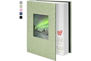 Yopih Photo Album 4x6 300 Pockets Photo Albums with Linen Cover Picture Albums for Family, Wedding, Baby, Photo Book Holds Vertical Pictures GrassGreen