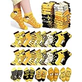 ShinyMatch 20 Pairs Funny Bee Socks for Women Bee Day Gifts Novelty Cotton Short Ankle Socks Honeybee Lover Birthday Holiday Gifts