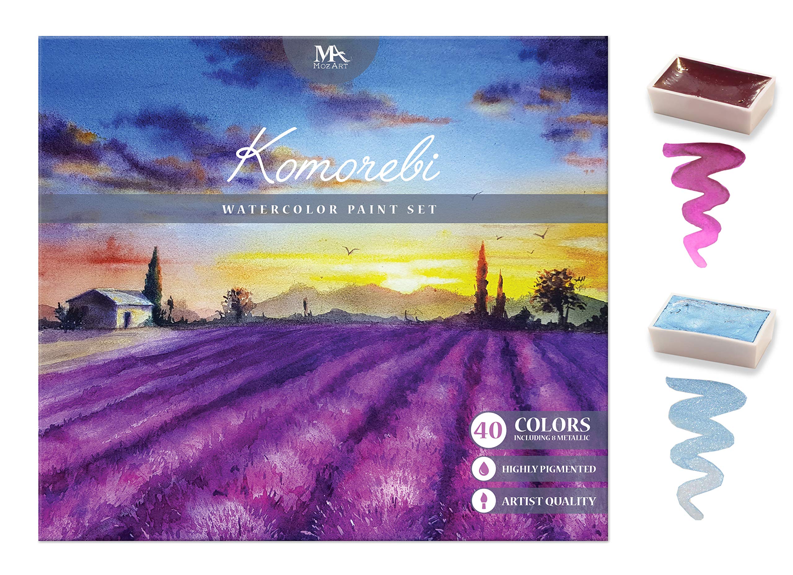 Komorebi japanese watercolor paint set 40 colors including metallic