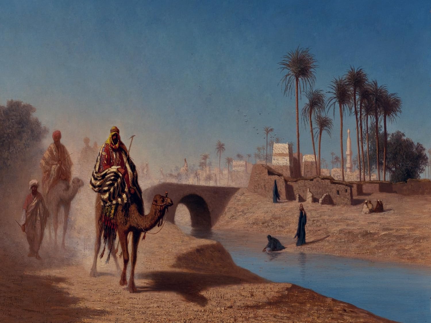DEPARTURE by C. T. Frere palms camel Egypt Tile Mural Backsplash Marble Ceramic