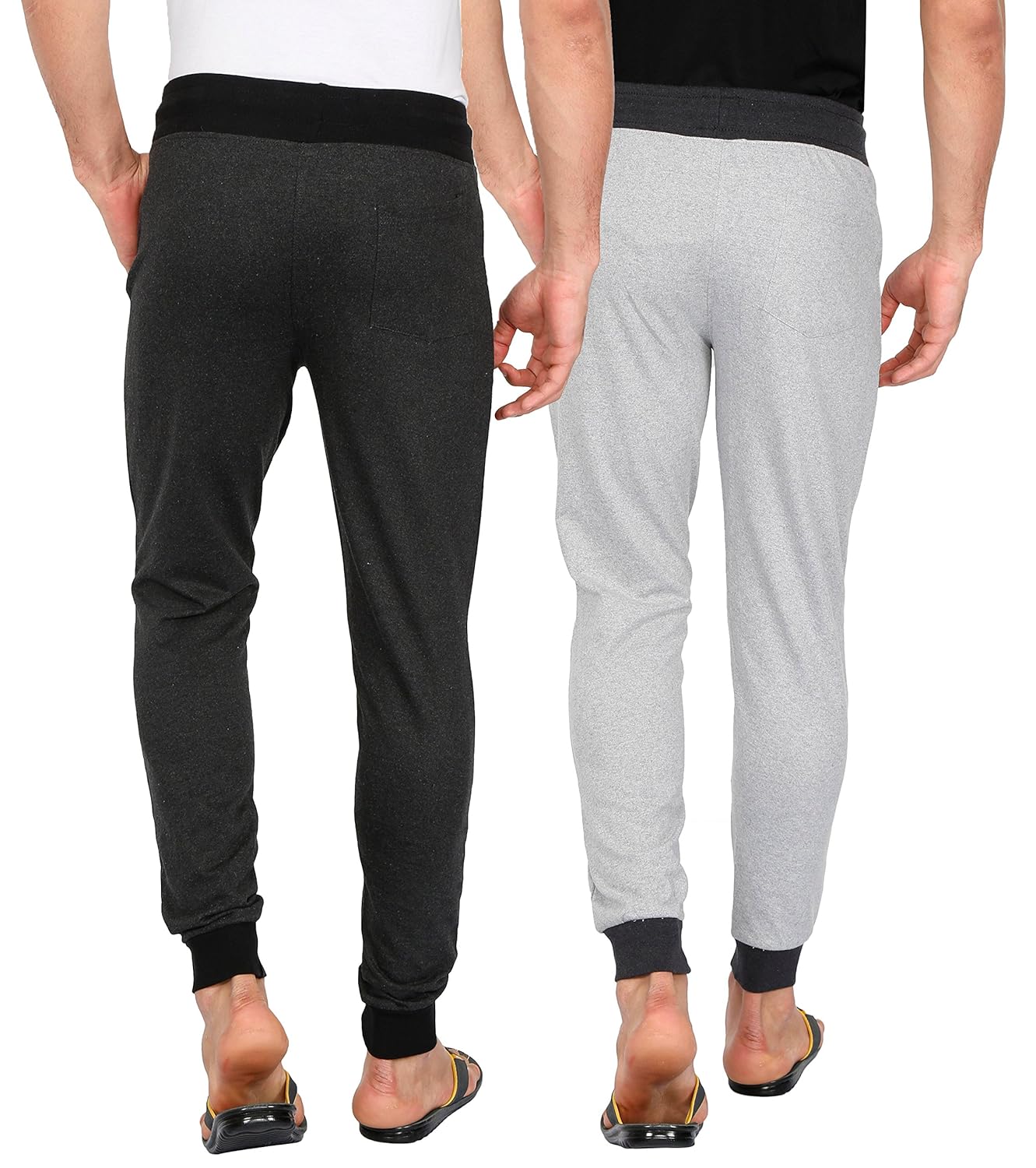 maxis greymelange and charcoal melange cotton track pants,pyjamas,sleepwear,bottoms-pack of two