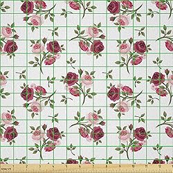 Lunarable Rose Fabric by The Yard, Pattern Stems