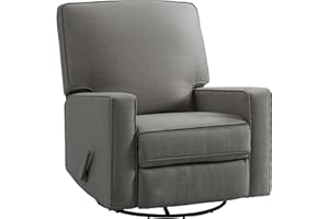 TEKAMON 360° Swivel Rocker Recliner Chair, Glider Rocking Chair Nursery, Large Push Back Chair for Living Room with High Back, Upholstered Deep Seat, Fabric Manual Recliners with Lever, Dark Grey