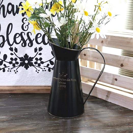 Amazon Com Apsoonsell Black Metal Flower Vase Tall Galvanized