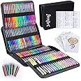 Gel Pens for Adult Coloring Books, 160 Pack Artist Colored Gel Pen with 40% More Ink, Bonus Black Case. Perfect for Kids Draw