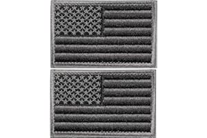 FRTKK 2 Pieces Tactical USA Flag Patch American Flag US United States of America Regular and Reverse Military Uniform Emblem Patches (Black & Gray - 2 Packs Regular)