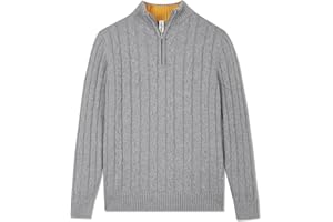 Kid Nation Boys Sweater 100% Cotton Quarter Zip Sweater Kids Cable Knit Casual Pullover (Previously Amazon Essentials)