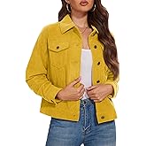 MAGCOMSEN Women's Corduroy Jacket Fashion Cropped Jackets Button Down Shacket Long Sleeve Outerwear with Flap Pockets