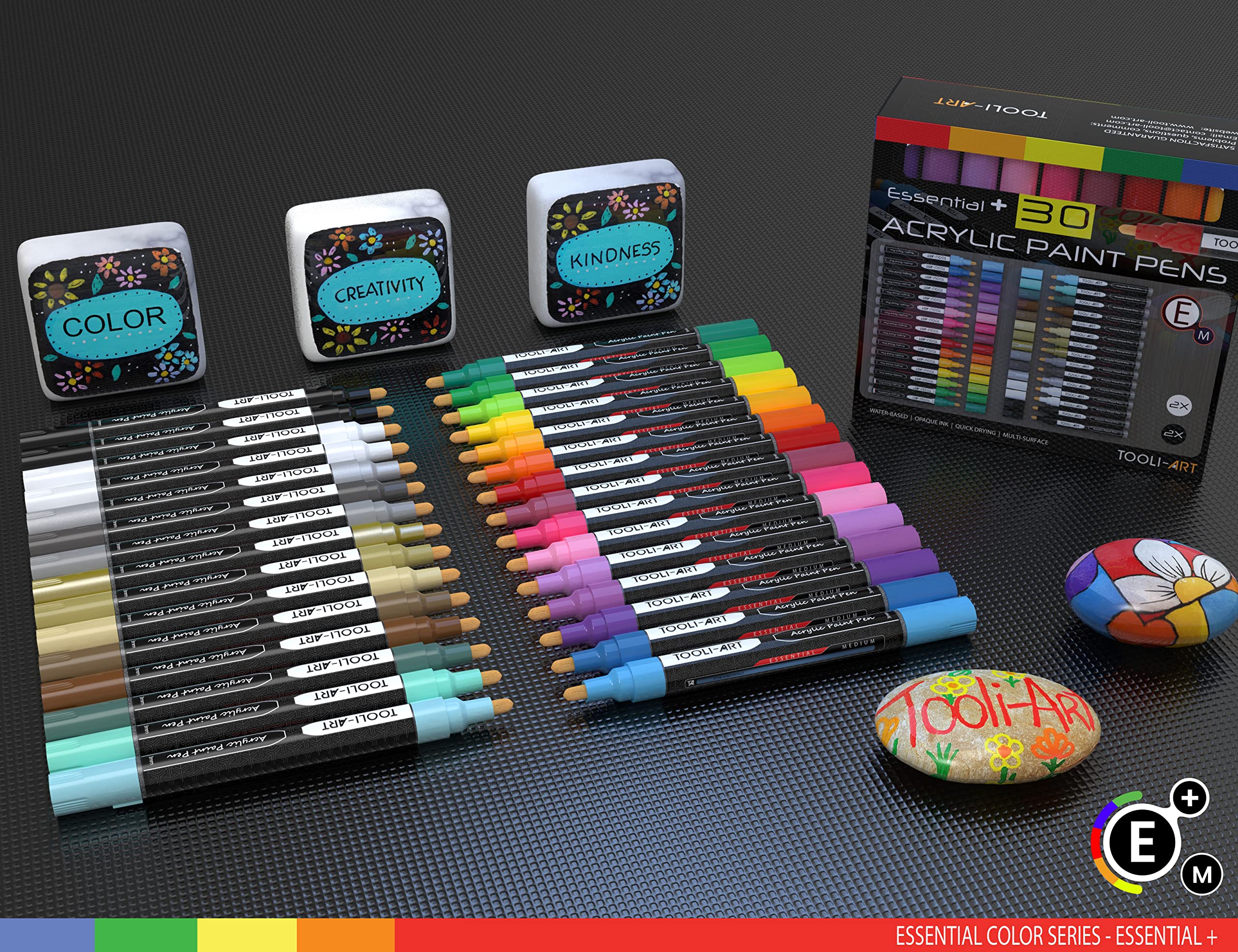 Acrylic Markers, Paint Pens Assorted Vibrant Markers for Rock Painting, Canvas, Glass, Mugs, Wood, Ceramic, Fabric, Metal, Scrapbooking. Non Toxic, Quick Dry, Multi-Surface, Lightfast (MEDIUM)
