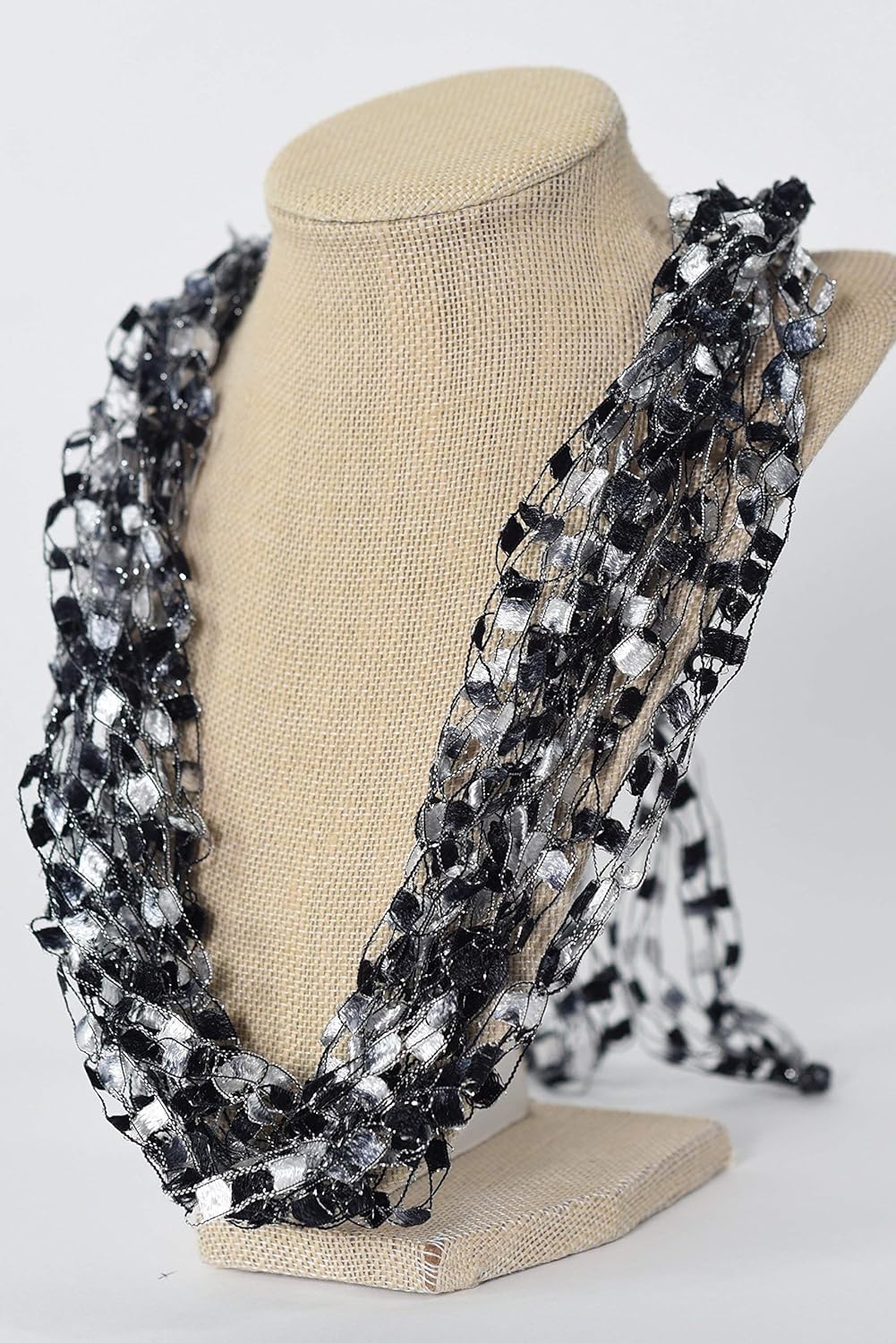 CROCHETLACES Adjustable Soft LIGHTWEIGHT Crochet Yarn Necklace Scarf- Classic