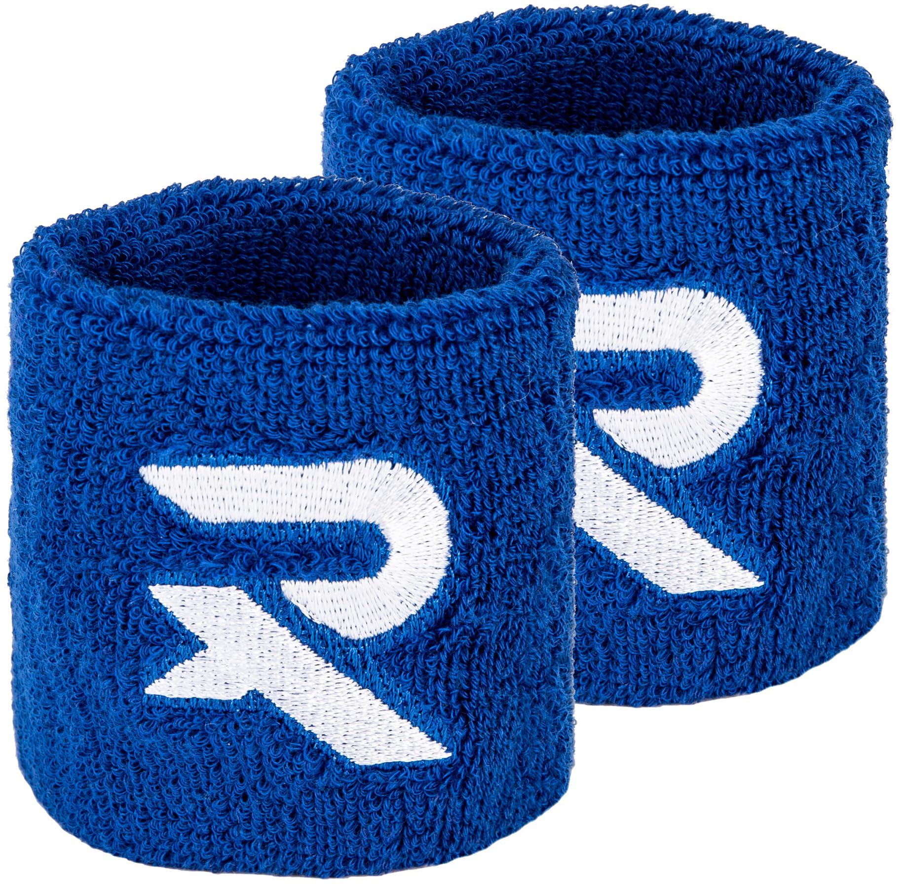 Raquex Sports Wristbands (7 Colours, 2 Widths) - Soft, Stretchy Cotton. Padel, Tennis, Squash, Running Sweat Bands - Machine Washable (Blue, Pair Wristbands)