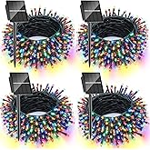 Dolucky 4 Pack Solar Christmas Lights Outdoor, 10M Total 400LED Solar String Lights for Outside, 8 Modes IP65 Waterproof Christmas Tree Lights for Party Garden Christmas Decoration, Multicolor