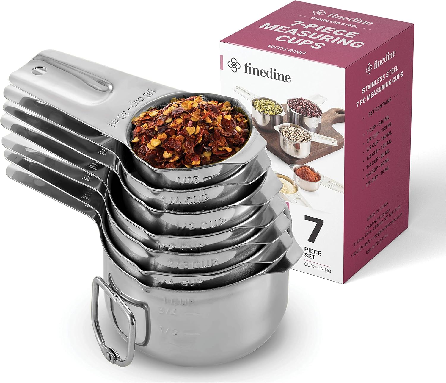 Amazon Com 7 Piece Stainless Steel Measuring Cups Made Of 1 Solid Piece Stainless Steel Engraved Measurements Dual Pour Spouts Nesting Measuring Cup Set For Dry Liquid Ingredients Cooking Baking