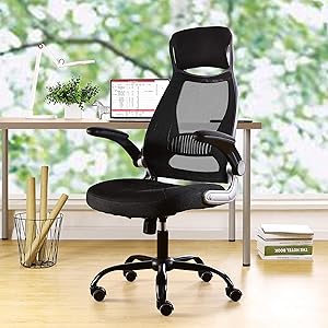 BERLMAN Ergonomic Mesh Office Chair Computer Chair with Flip-up Arms Adjustable Height Desk Chair