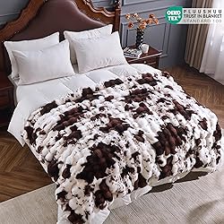 PLUUSHUU Faux Fur Throw Blanket for Couch, Fluffy