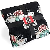 FRIENDS TV Show Fleece Blanket, Super Soft Central Perk Blankets Throws, Warm and Cuddly Official Show Merchandise for Home, (Black)