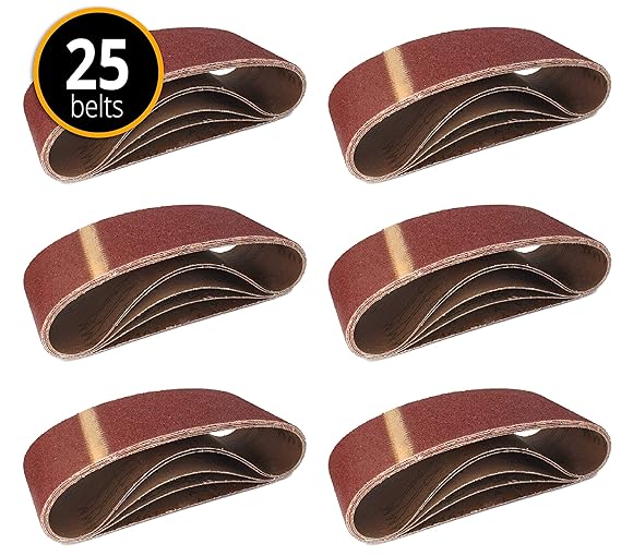 25 Stück Schleifbänder 75 x 533 mm Körnung je 5 x 40/60 / 80/120 / 180 für Bandschleifer/Gewebe-Schleifbänder