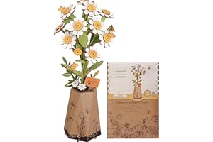 Wowood 3D Flower Wooden Puzzles for Adults-Chamomile, DIY Wooden Flowers Model Kit Building Set Crafts for Adults to Build, B