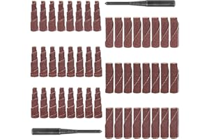 NuoDunco 50Pcs 2 Inch Sand Paper Abrasive Cartridge Rolls Cone Cylinder Rotary Flap Disc 1/4" Die Grinder Sanding Disc Grinding Bits Drum Sanders for Wood Metal Fiberglass