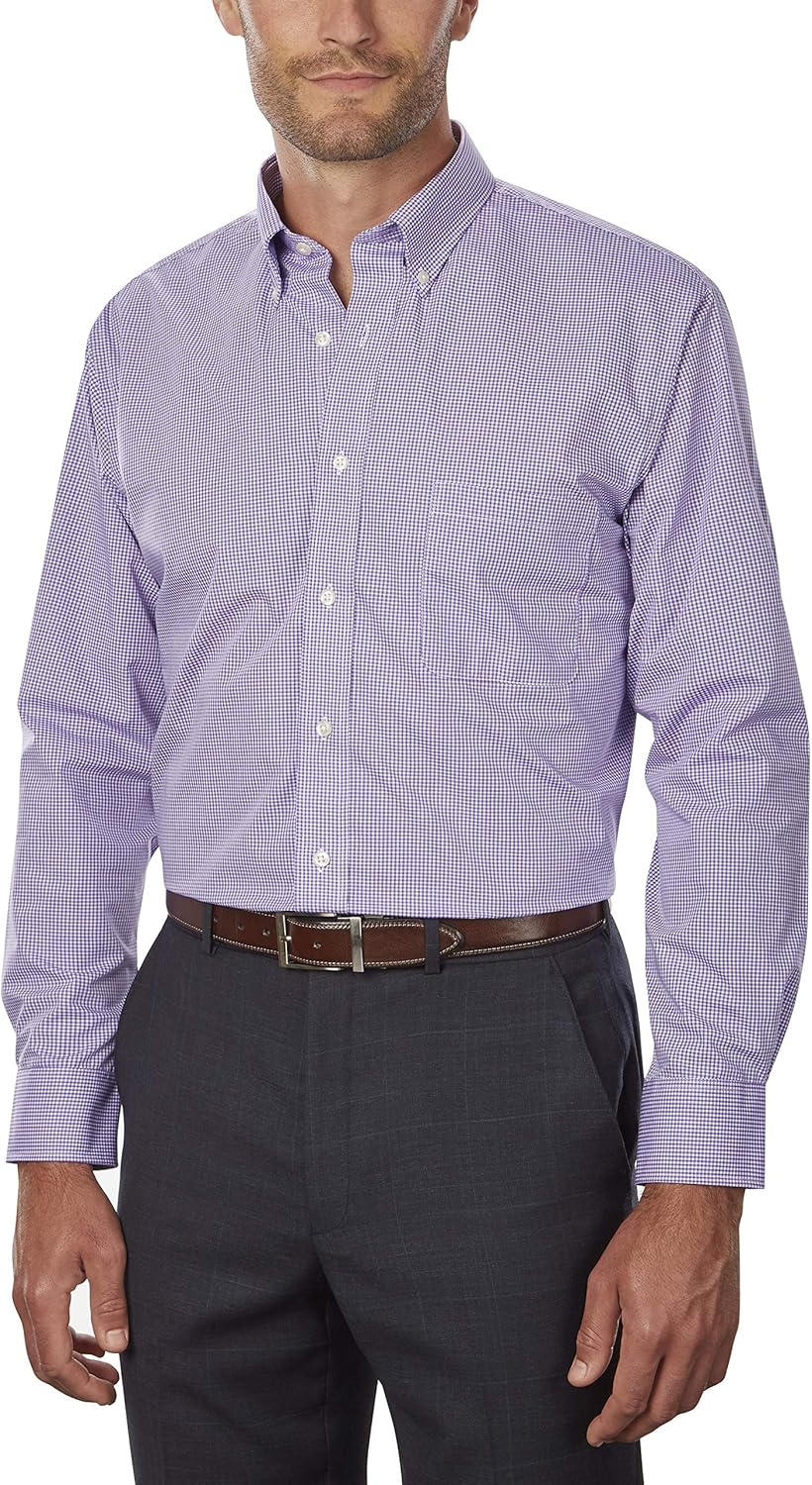 Van Heusen Mens Dress Shirts Regular Fit Gingham Button Down Collar at  Men’s Clothing store
