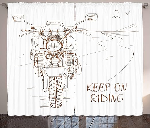 Amazon Com Ambesonne Motorcycle Curtains Keep On Riding Words