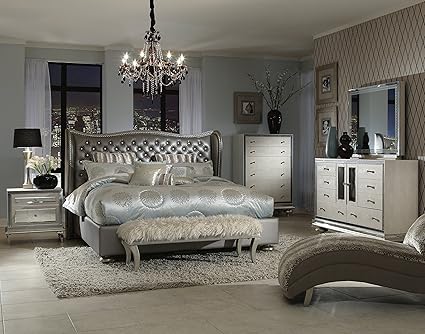 Hollywood Swank California King Graphite Bedroom Set By Aico Amini